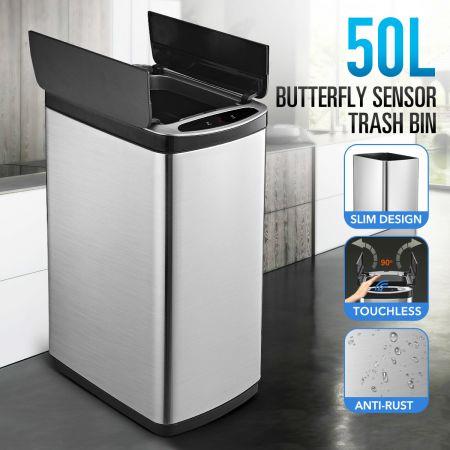 50L Smart Bin Kitchen Rubbish Bin Trash Waste Recycling Bin with Infrared Motion Sensor