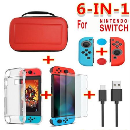 6in1 Portable Protective Hard Shell Storage Bag  for Nintendo Switch Console Accessories  Controller Protector