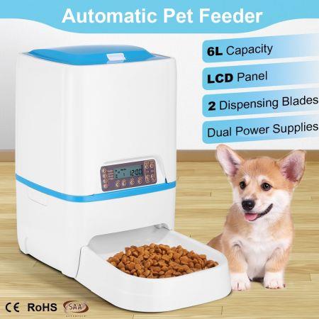 6L Automatic Dog Feeder Timed Auto Pet Cat Food Dispenser w/Voice Recorder
