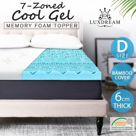 6m Memory Foam Mattress Topper Double Size with 7 Zone Texture
