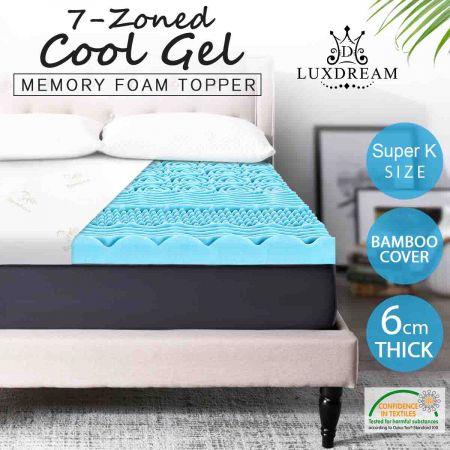 6m Memory Foam Mattress Topper Super King Size with 7 Zone Texture