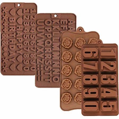 6PCS Alphabet and Number Molds, Flower Shape, ANIMALS, INSECTS, Silicone Molds Chocolate Candy Mold for Wedding,Festival, Birthday Party