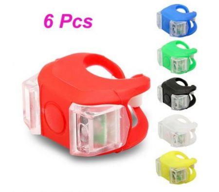 6Pcs Mini Cycling Bike Silicone Frog Light LED Front/Rear Security Warning Lamp