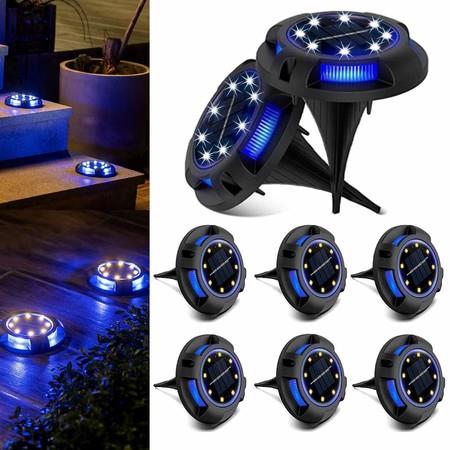 8 packs Solar Lights Outdoor with  8LEDs Garden Yard Lawn Walkway Driveway (White + Blue)