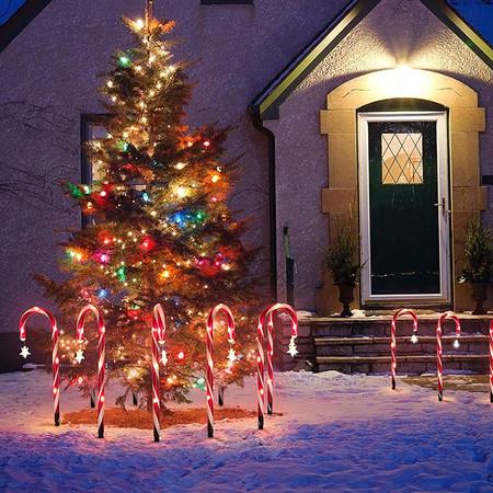 8 Pcs Outdoor Solar Christmas Decoration Lights Garden Solar Star Christmas Cane Lights For Outdoor Garden Christmas Decoration