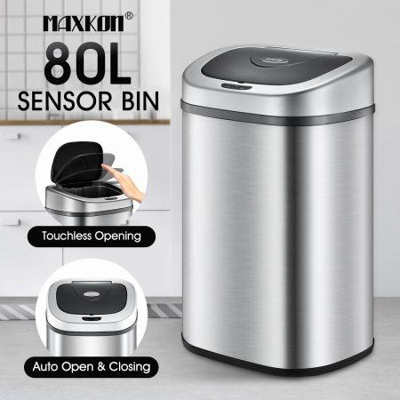 80L Stainless Steel Motion Sensor Dustbin Recycle Bin Automatic Rubbish Kitchen Waste Trash Can