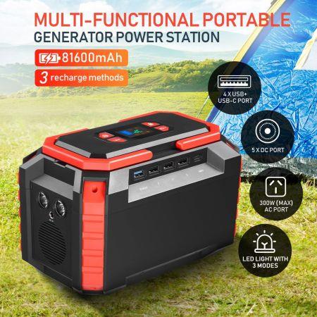 81600mAh 300W Portable Generator Power Station Solar Battery Charger