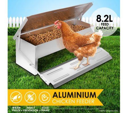 8.2L Automatic Chicken Feeder Poultry Chook Treadle Feeding Trough