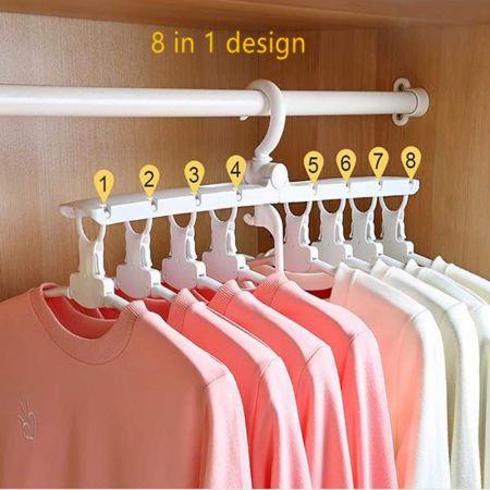 8in1 Foldable Multifunctional Travel Clothes Hanger -White