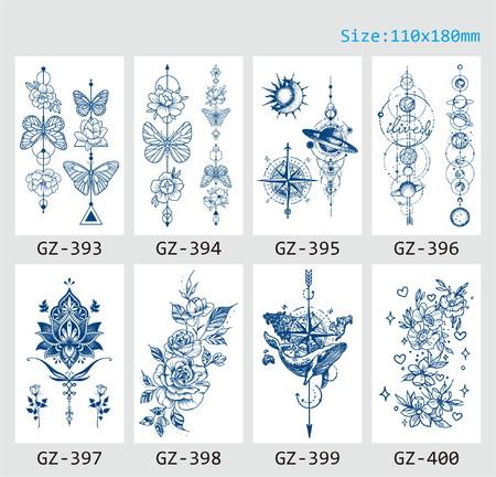 8p Semi Permanent Sleeve tattoos Full Arm Waterproof Long-Lasting 2-3 Weeks 11x18cm