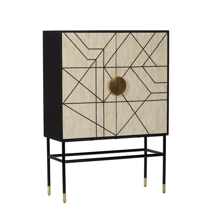 Abstract Cabinet In Bone Inlay with Black