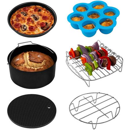 Accessories Set of 6 Fit all 5.8Qt, 6Qt or Larger Air Fryer, BPA Free, Nonstick Coating, Black