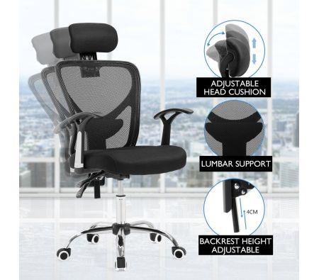 Adjustable Breathable Ergo Mesh Office Computer Chair w/ Lumbar Support - Black