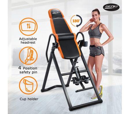 Adjustable Inversion Table Foldable Gravity Back Stretcher Inverter w/PVC Mat & Heavy - Duty Steel Frame