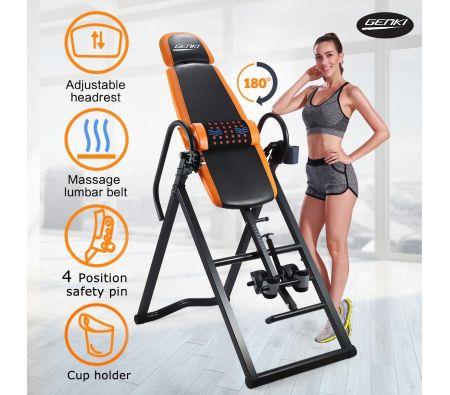 Adjustable Inversion Table Foldable Massage Gravity Back Inverter w/PVC Mat & Heavy-Duty Steel Frame