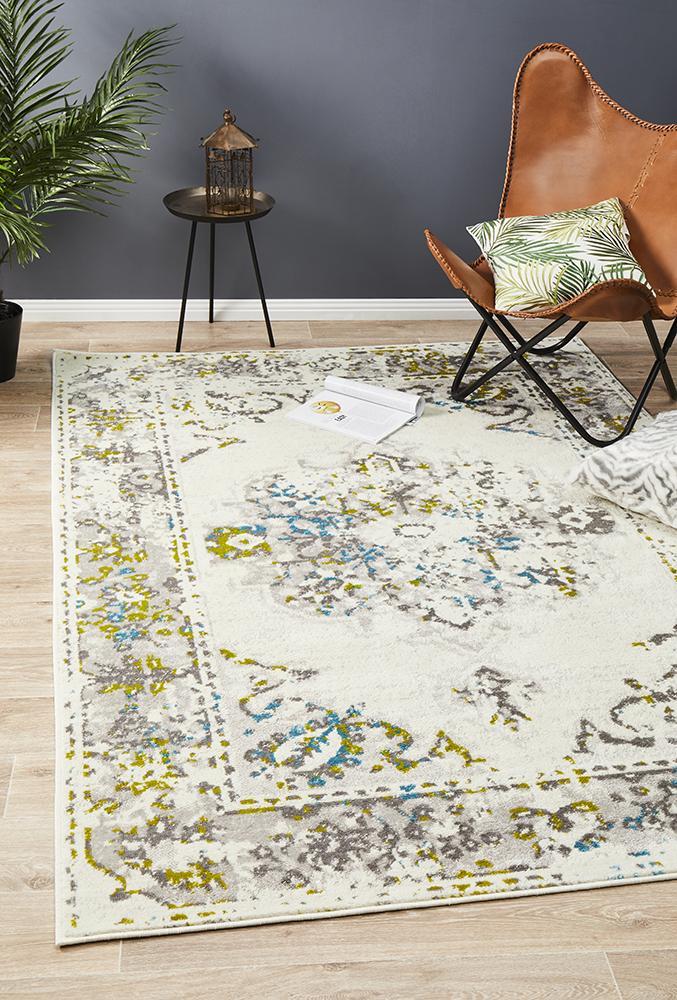 Alexa Transitional Rug White Green Blue 230x160cm