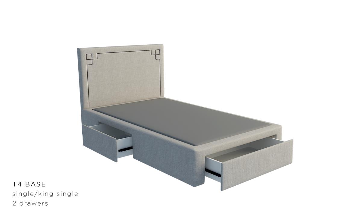 Allison custom upholstered bed with choice of storage base