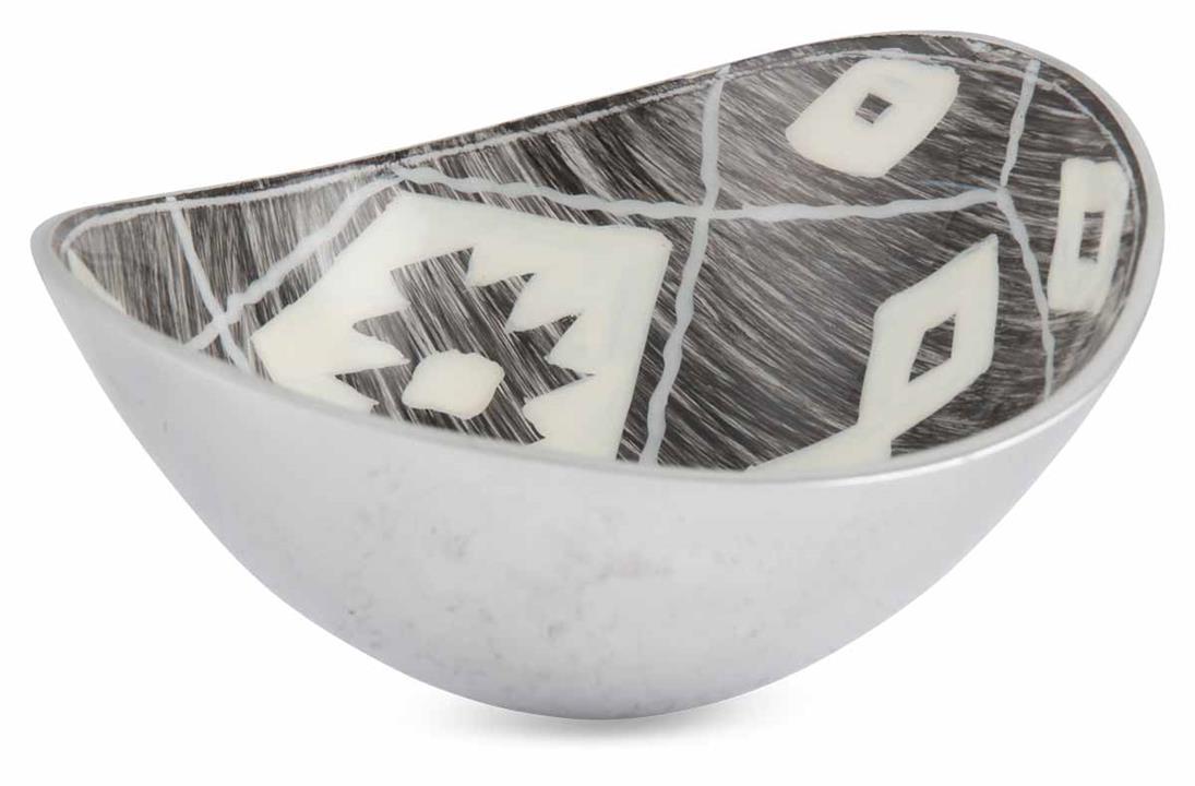 Aluminium Serving Bowl with Aztec Design, Brown