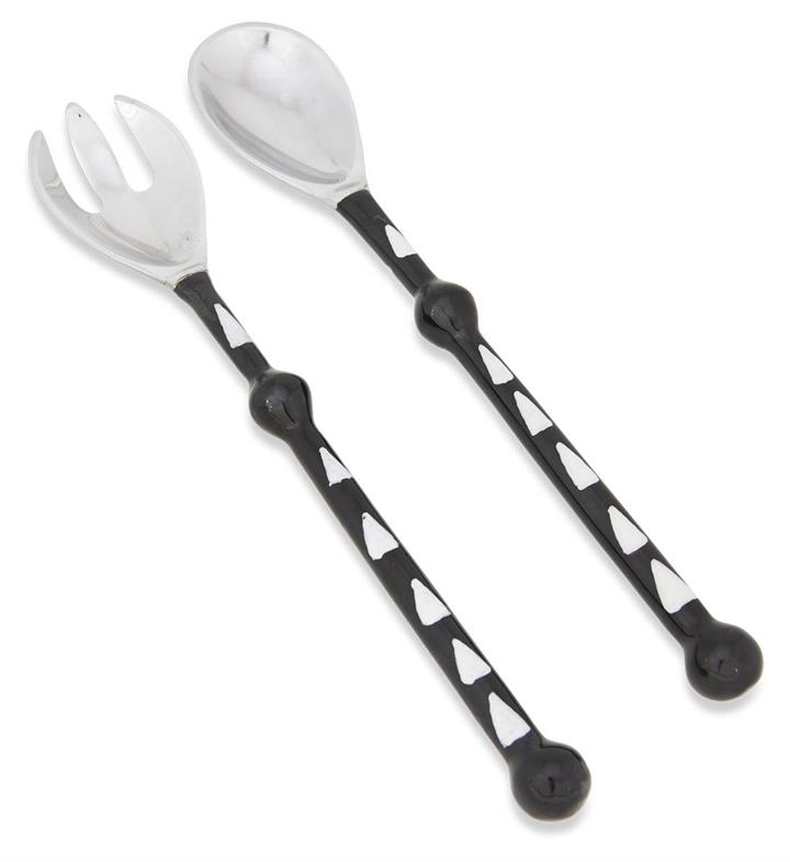 Aluminium Set of 2 Salad Servers - Black/White