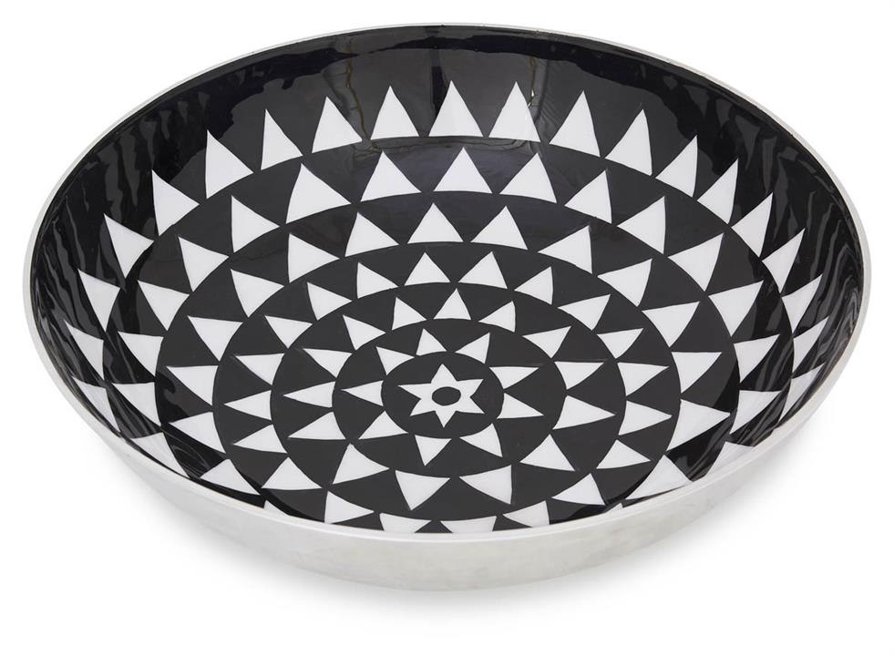 Aluminium Zulu Round Bowl Large - Black/White