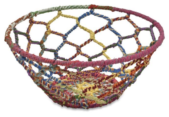 Amita Fabric Open Weave  Iron and Fabric Decor Bowl  Large - Multicolour