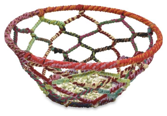 Amita Fabric Open Weave  Iron and Fabric Decor Bowl  Medium - Multicolour
