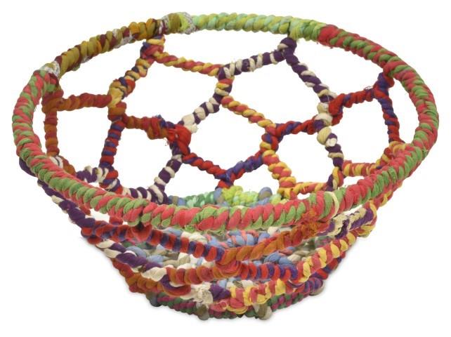 Amita Fabric Open Weave  Iron and Fabric Decor Bowl Small   - Multicolour