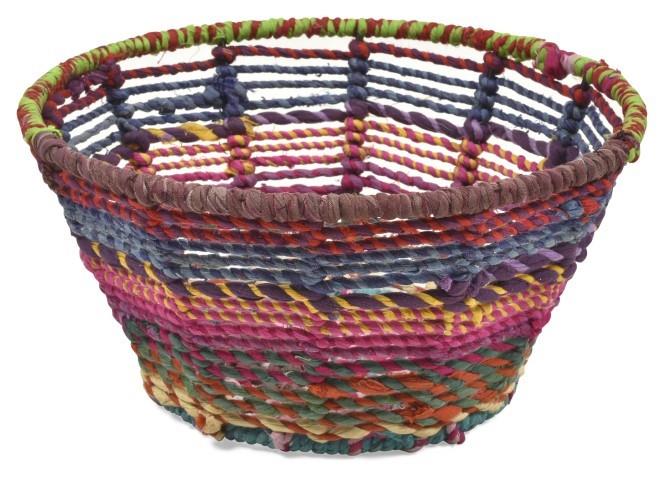 Amita Fabric Woven  Iron and Fabric Decor Bowl Large - Multicolour