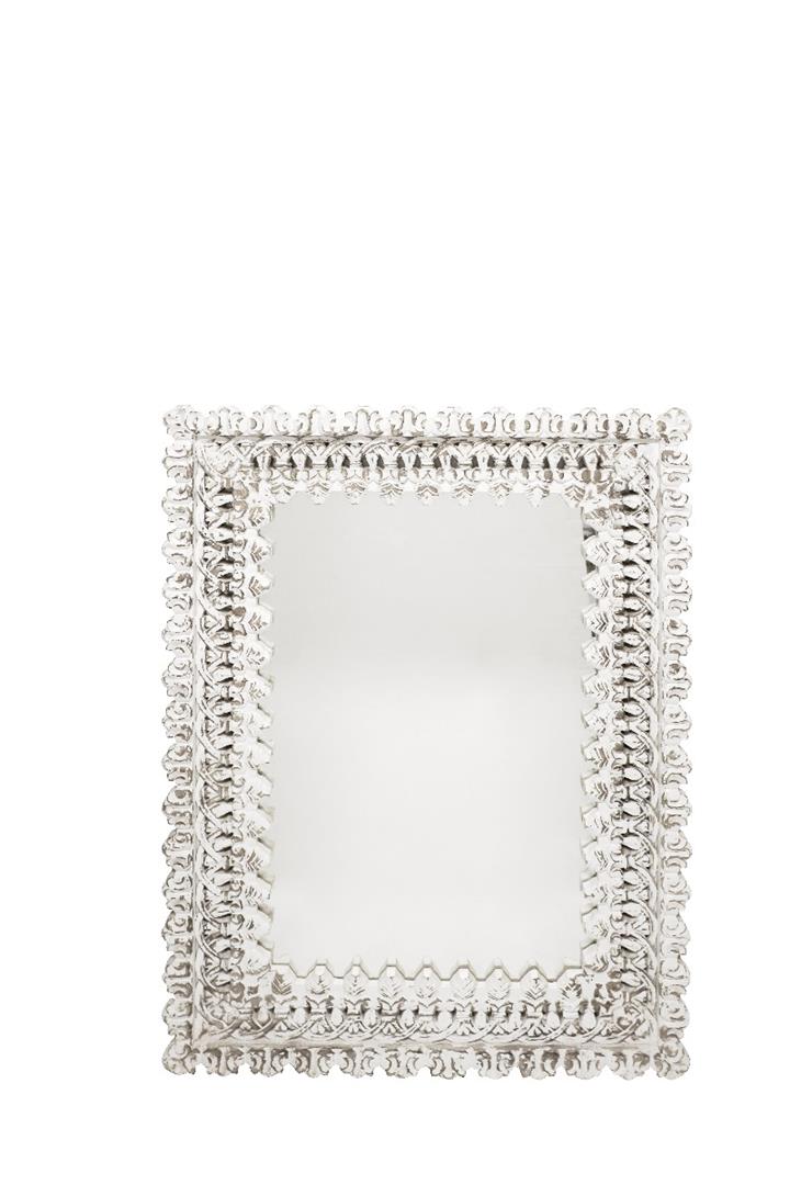 Antique Wooden Mirror - White