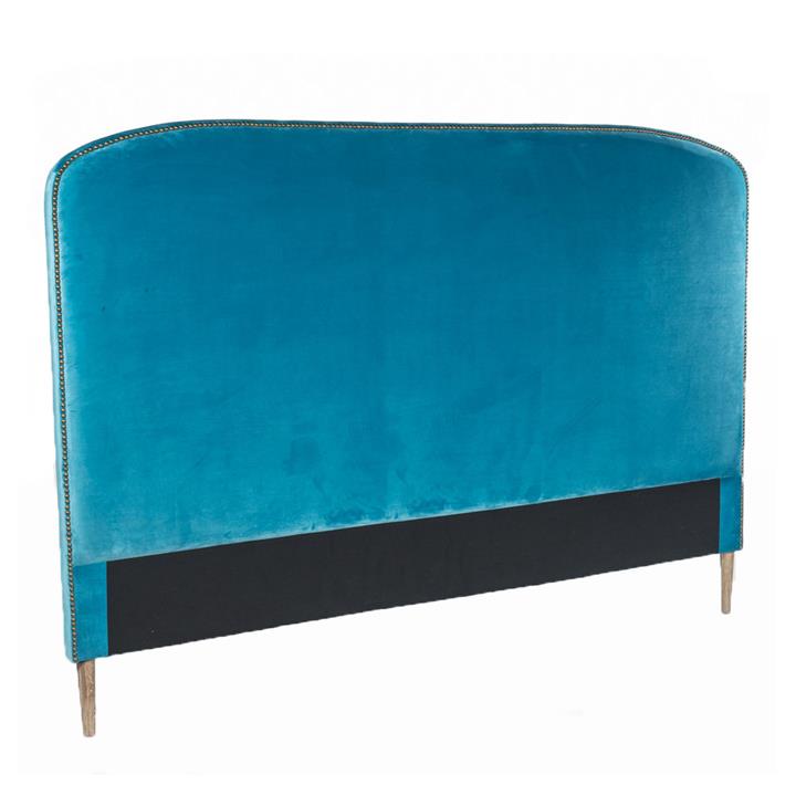 Aqua Velvet Bedhead with  Studs - King