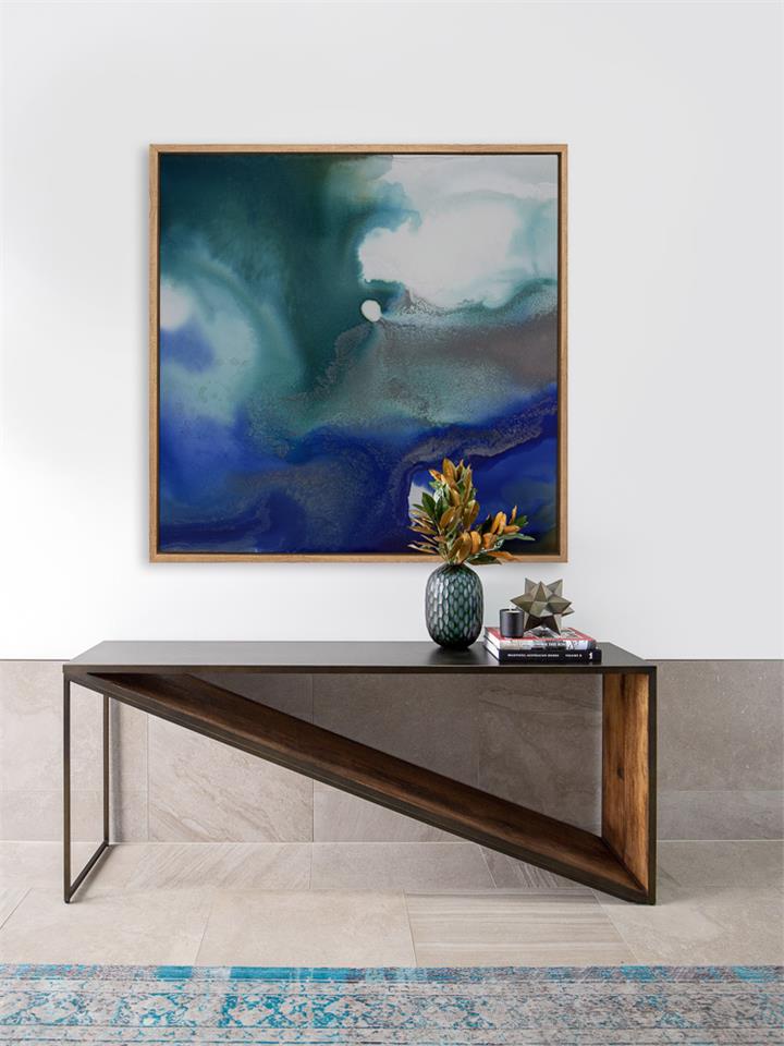 Aquatica I - Oak Box Frame Canvas - 90x90