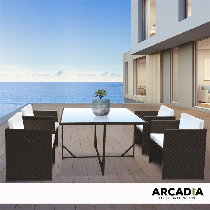 Arcadia Furniture 5 Piece Dining Table Set - Oatmeal and Grey