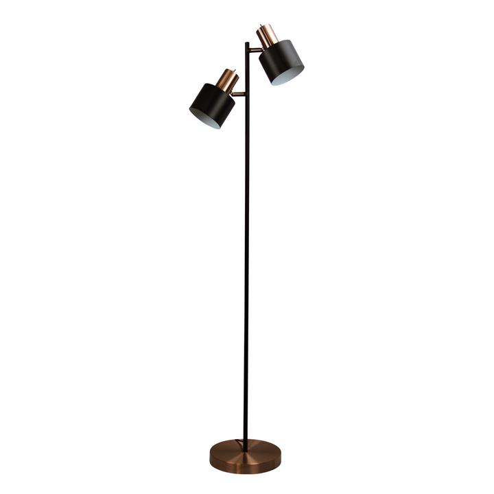 Ari Twin Floor Lamp Black W/ Copper