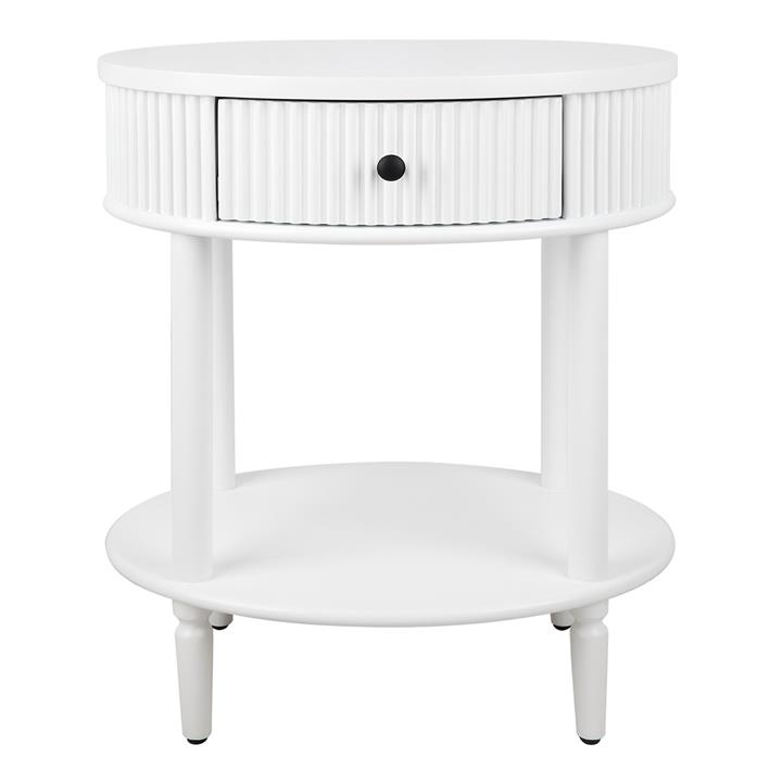Arielle Oval Bedside Table - White