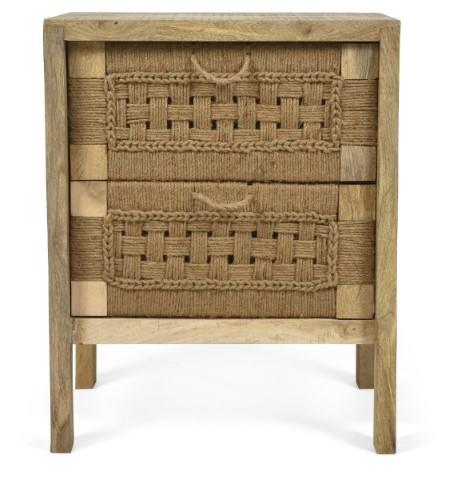 Arizona 2 Draw Handwork Side Table - Natural