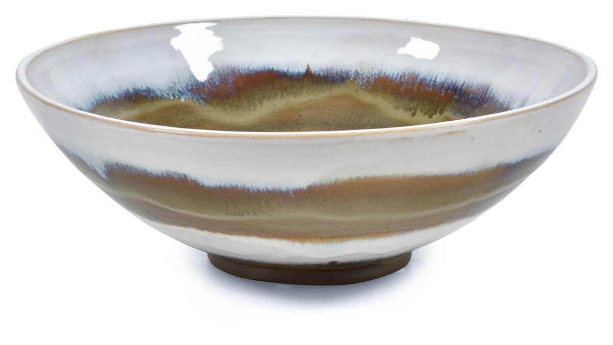 Arizona Ceramic Glazed Bowl 28Cm - White/Brown