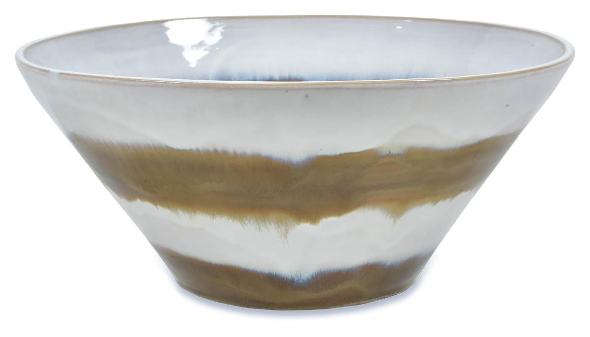 Arizona Ceramic Glazed Bowl 36Cm -White/Brown