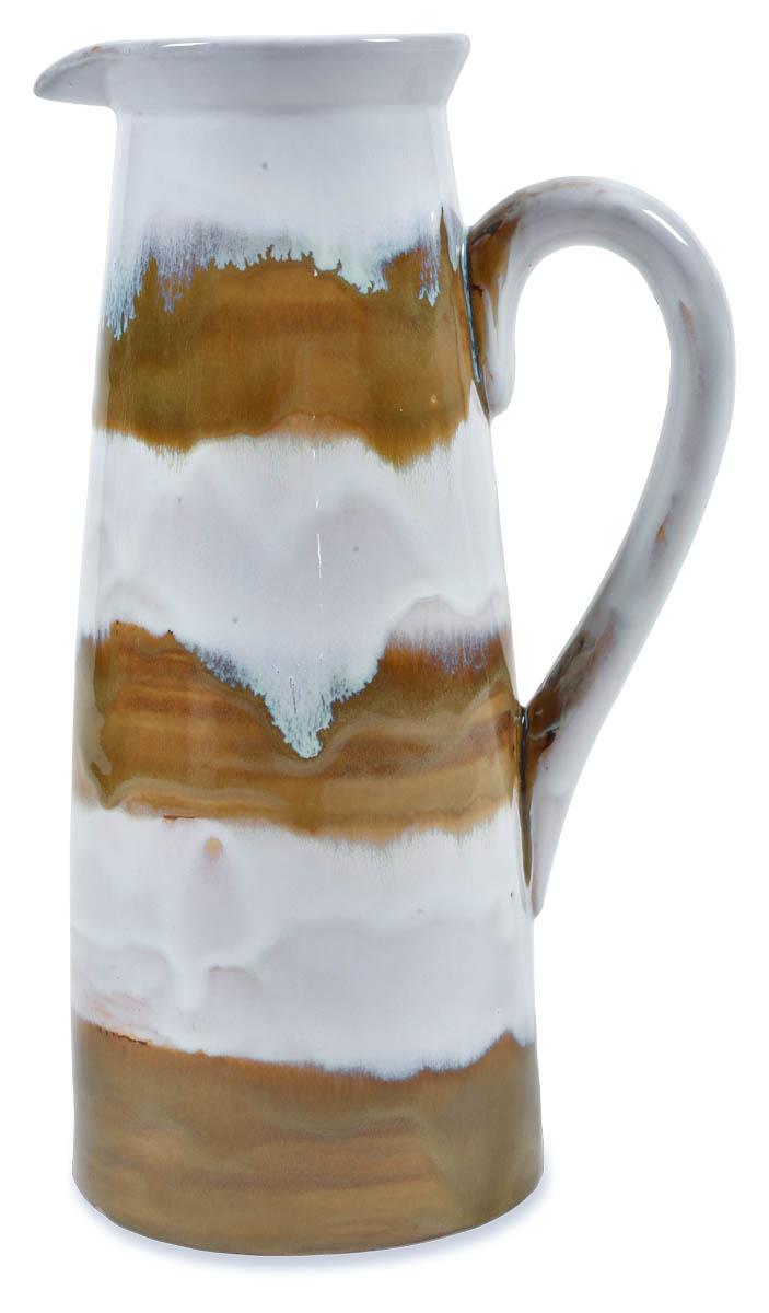 Arizona Ceramic Glazed Decor Jug - White/Brown