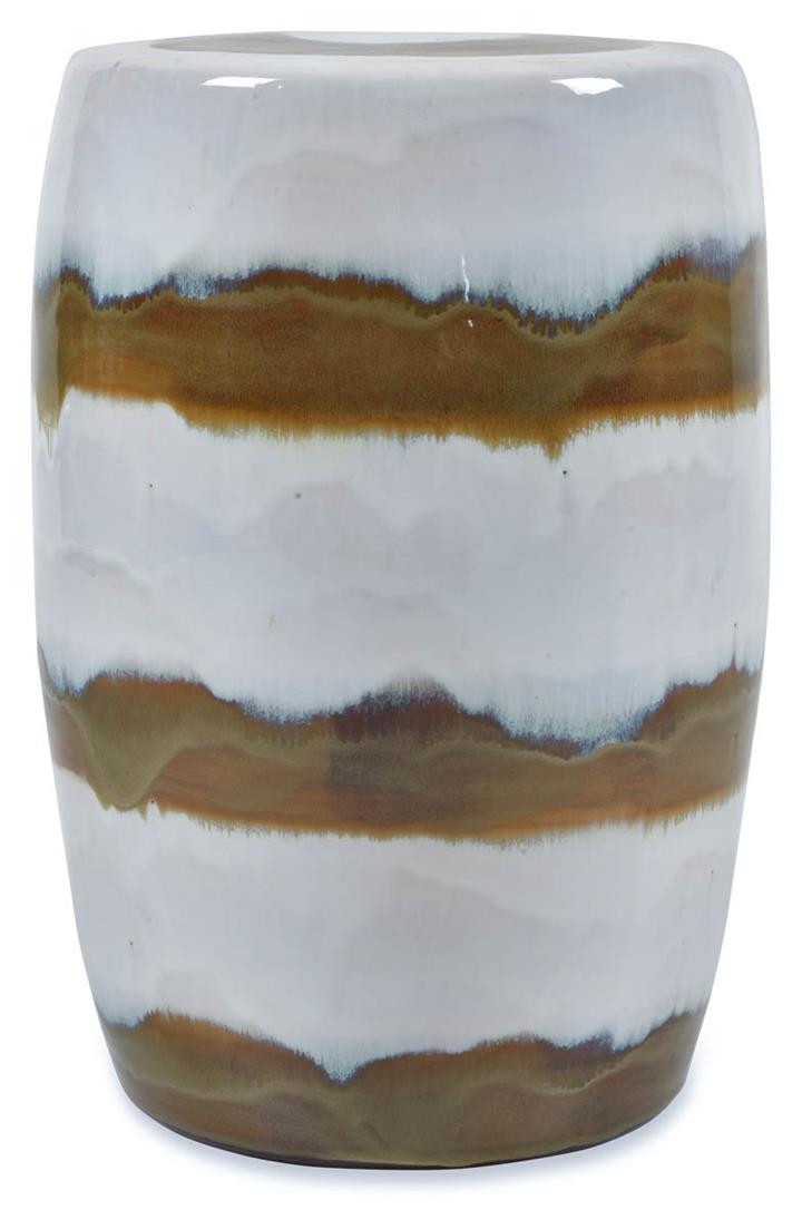 Arizona Ceramic Glazed Stool - White/Brown