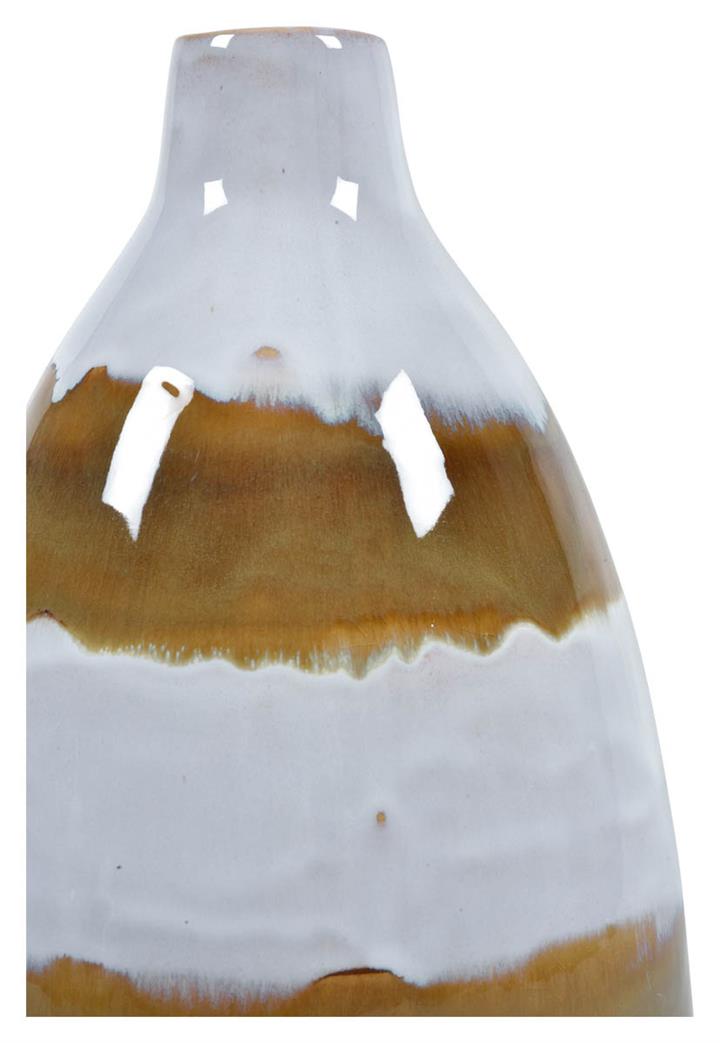 Arizona Ceramic Glazed Vase  Large - White/Brown