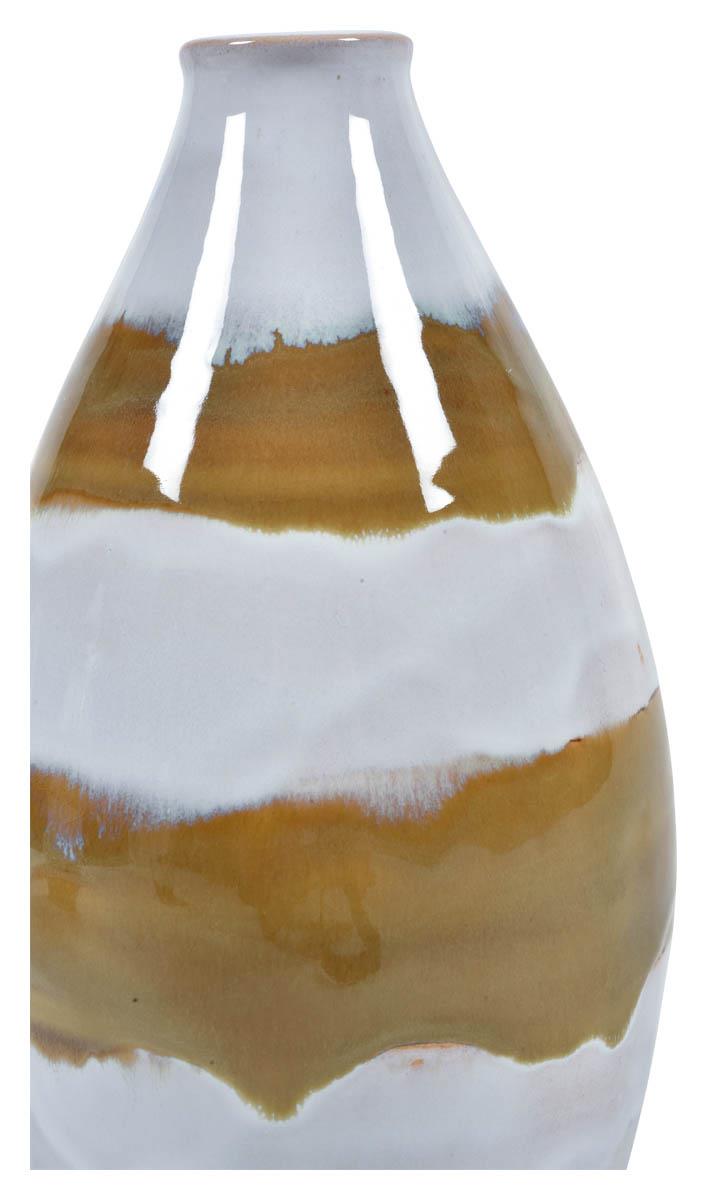 Arizona Ceramic Glazed Vase Medium - White/Brown