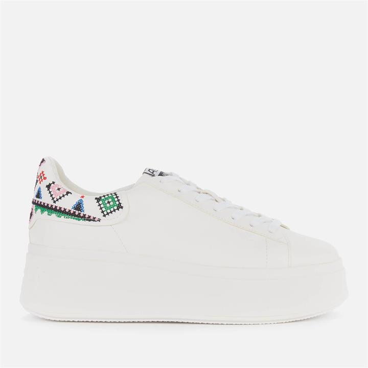 Ash Women's Moby Ethnic Leather Flatform Trainers - White - UK 8
