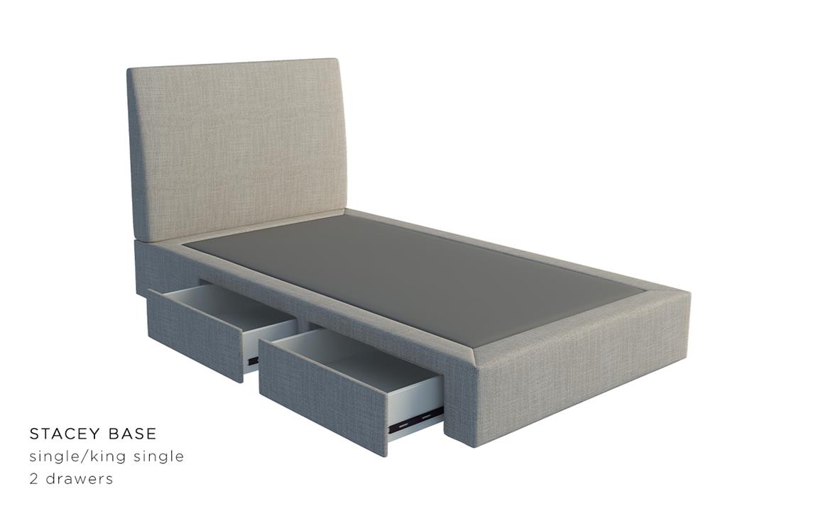 Ashford custom upholstered bed with choice of storage base