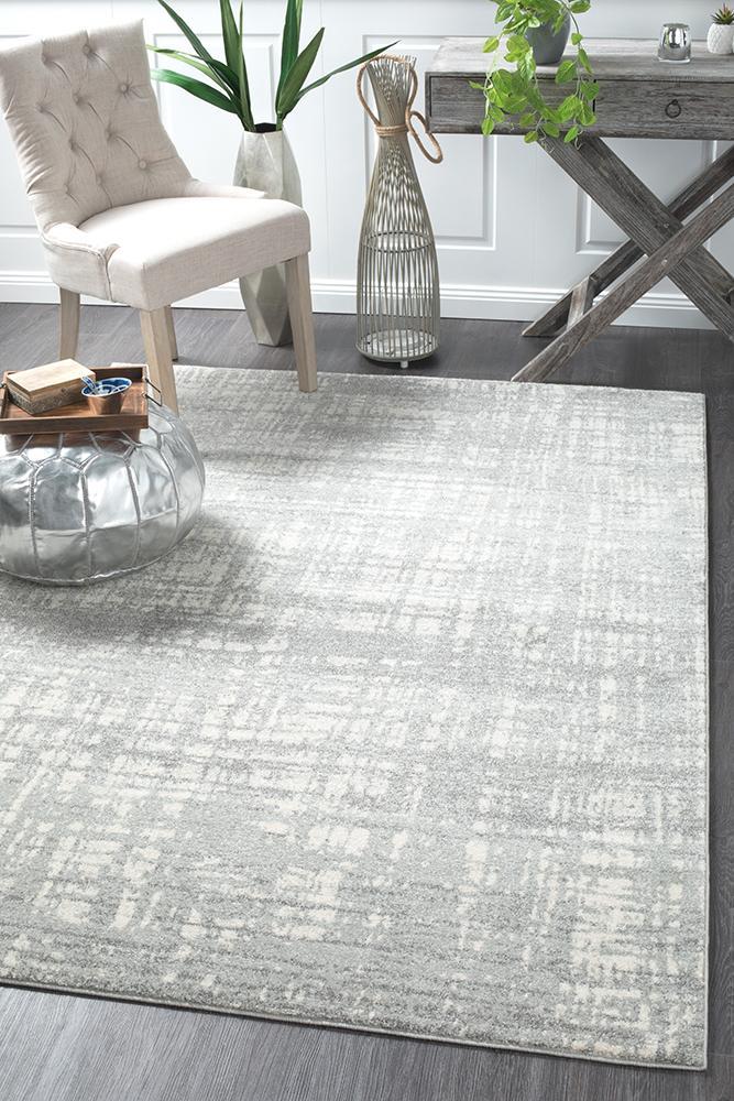 Ashley Abstract Modern Rug Silver Grey 290X200cm