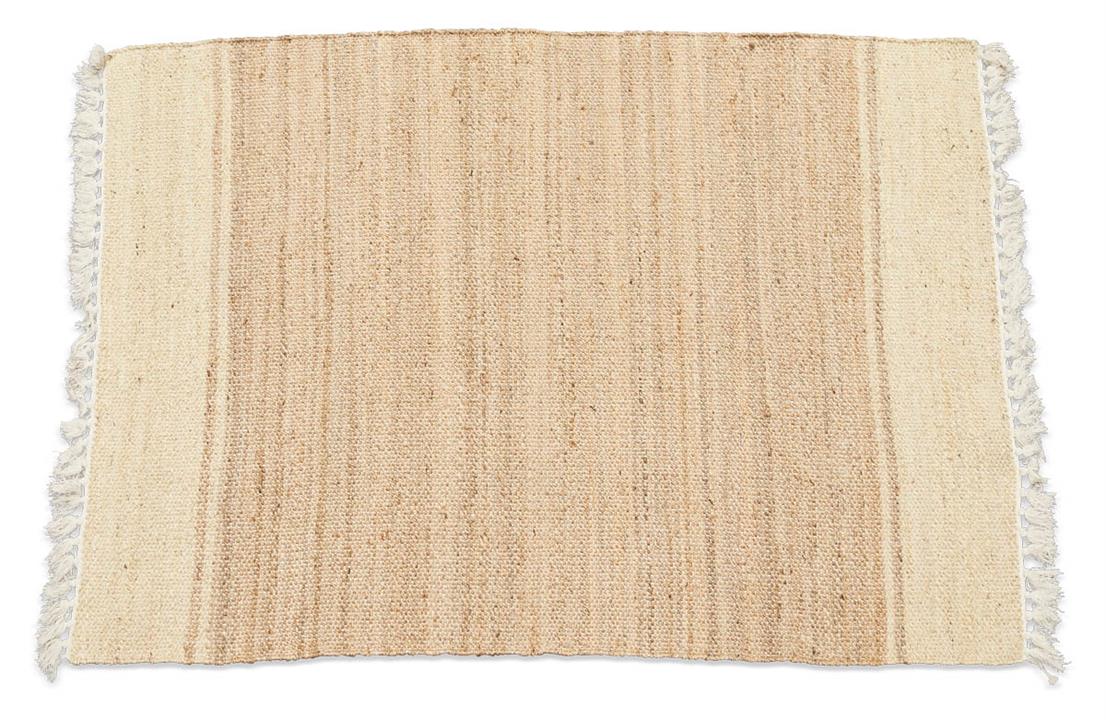Asmita Jute HandLoom Floor Mats with Tassels - Ivory/Natural - 200x290cm