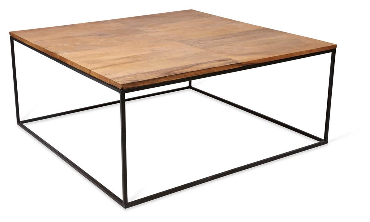 Ava Square Coffee Table with Mango Wood Top and Iron Legs - Natural/Black