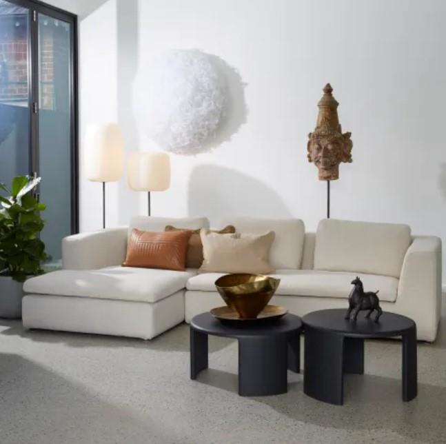 Ava Textured Cream Modular Sofa Lhs