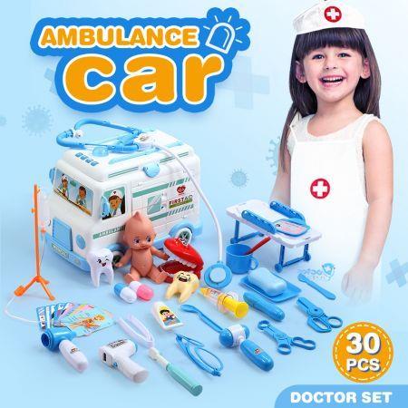 Baby Ambulance Rescue Vehicle Toy Car Playset with Sound Light Wheels Storage