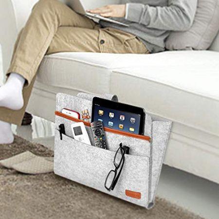 Bedside Storage Organizer Sofa Felt Bedside Pocket Gray
