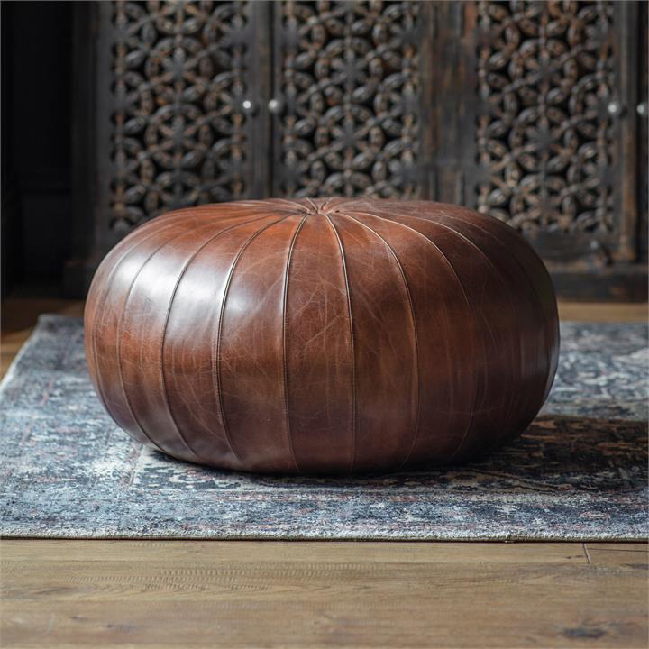 Behar Leather Pouffe